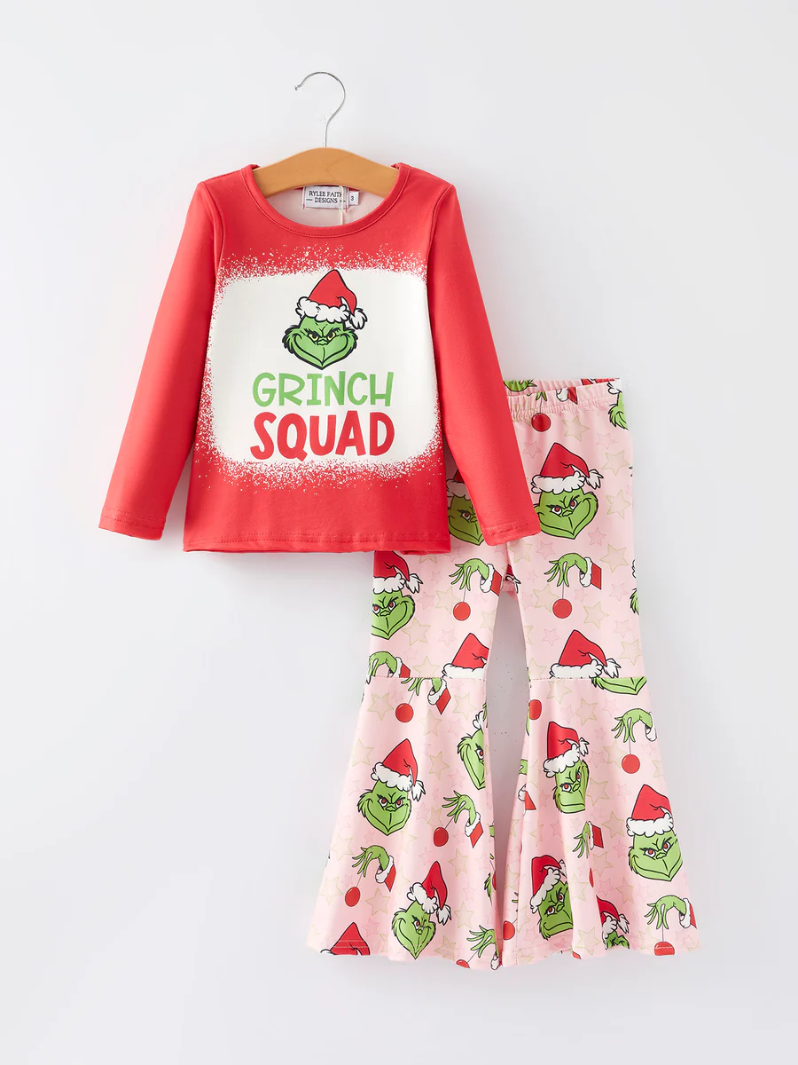 Baby Girls Christmas Green Face Outfit Preorder , 5 moq