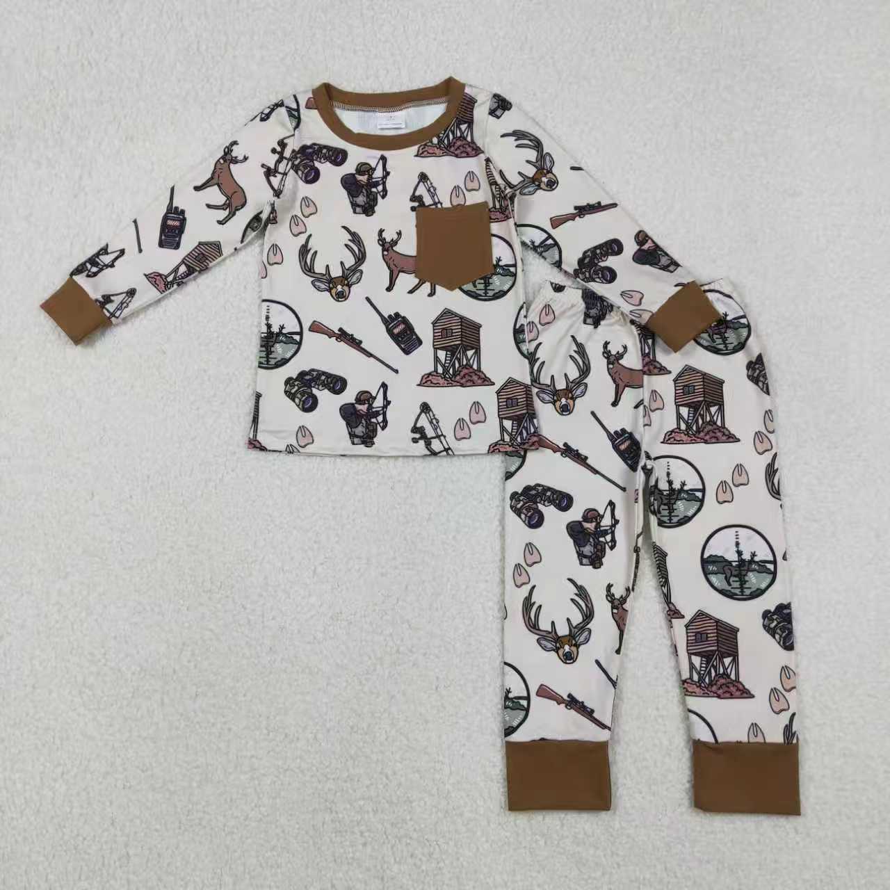 Sibling Baby Girls Boys Hunting Deer Long Sleeve Pajama Set