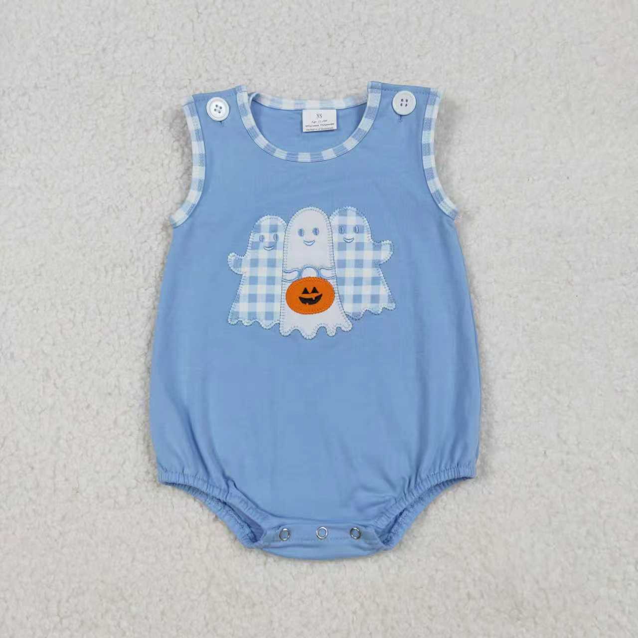 Sibling Baby Girls/Boys Ghost Pumpkin Applique Pants set /Romper For Halloween