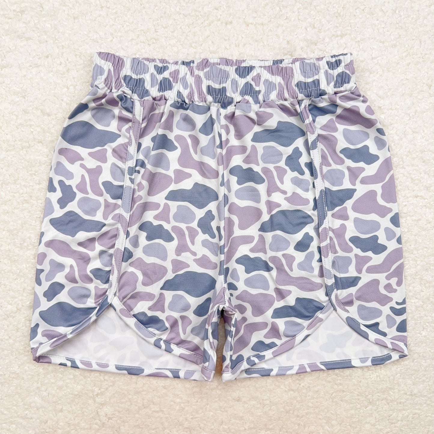 SS0363 Adult Women Grey Camo Milk Silk Shorts