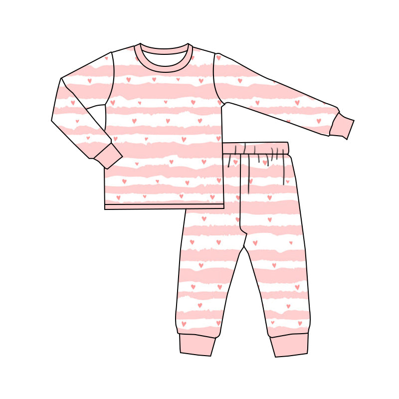 Baby Girls Pink Heart Long Sleeve Pajama Set 5 MOQ Preorder