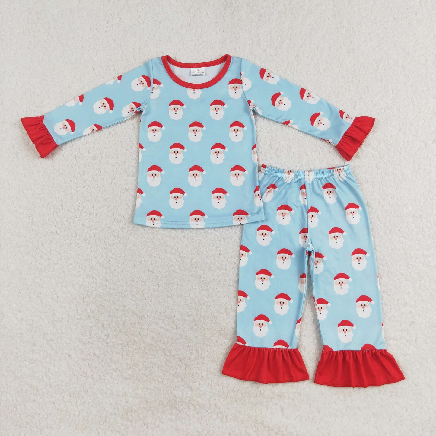 Baby Girls Christmas Santa Pajama Set With Ruffle