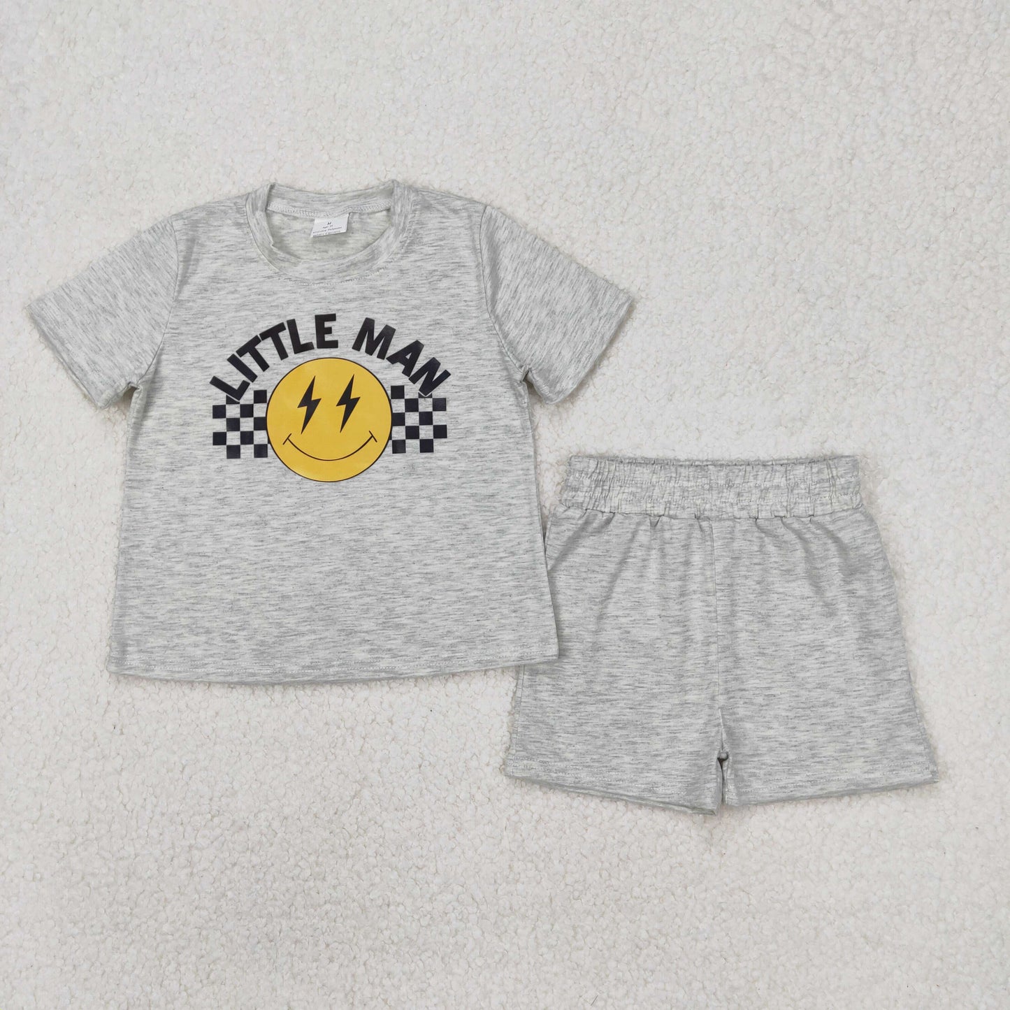 Baby Boys Gray Short Sleeves Smile LITTLE MAN Top Short Set