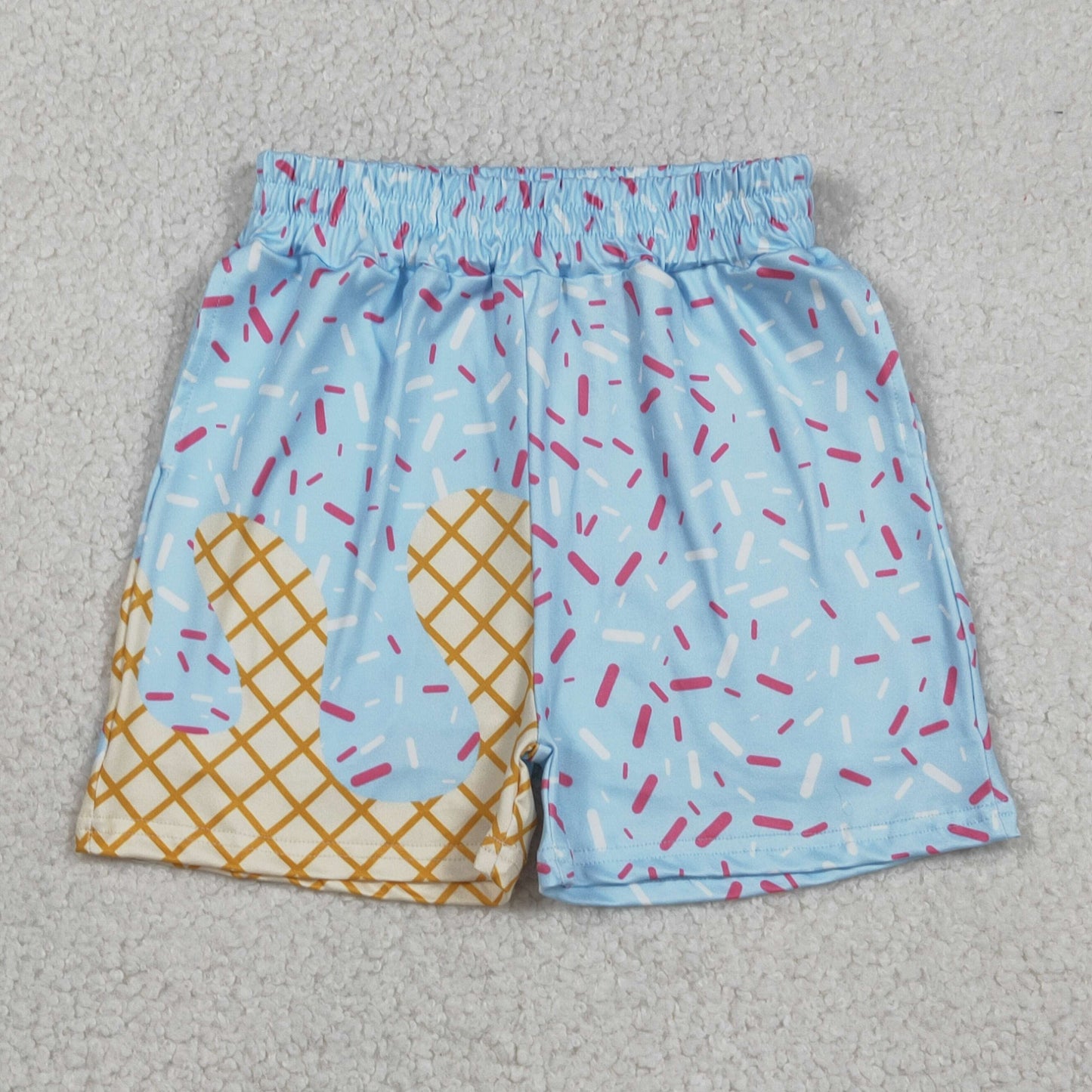 SS0635 Baby Boys Ice Cream Drip Soft Shorts With Pocket