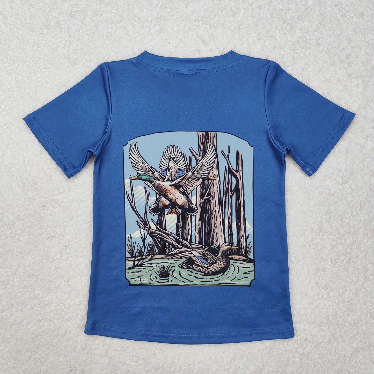 Baby Boys Hot Blue Short Sleeves Bottomland Duck Print Top Shirts