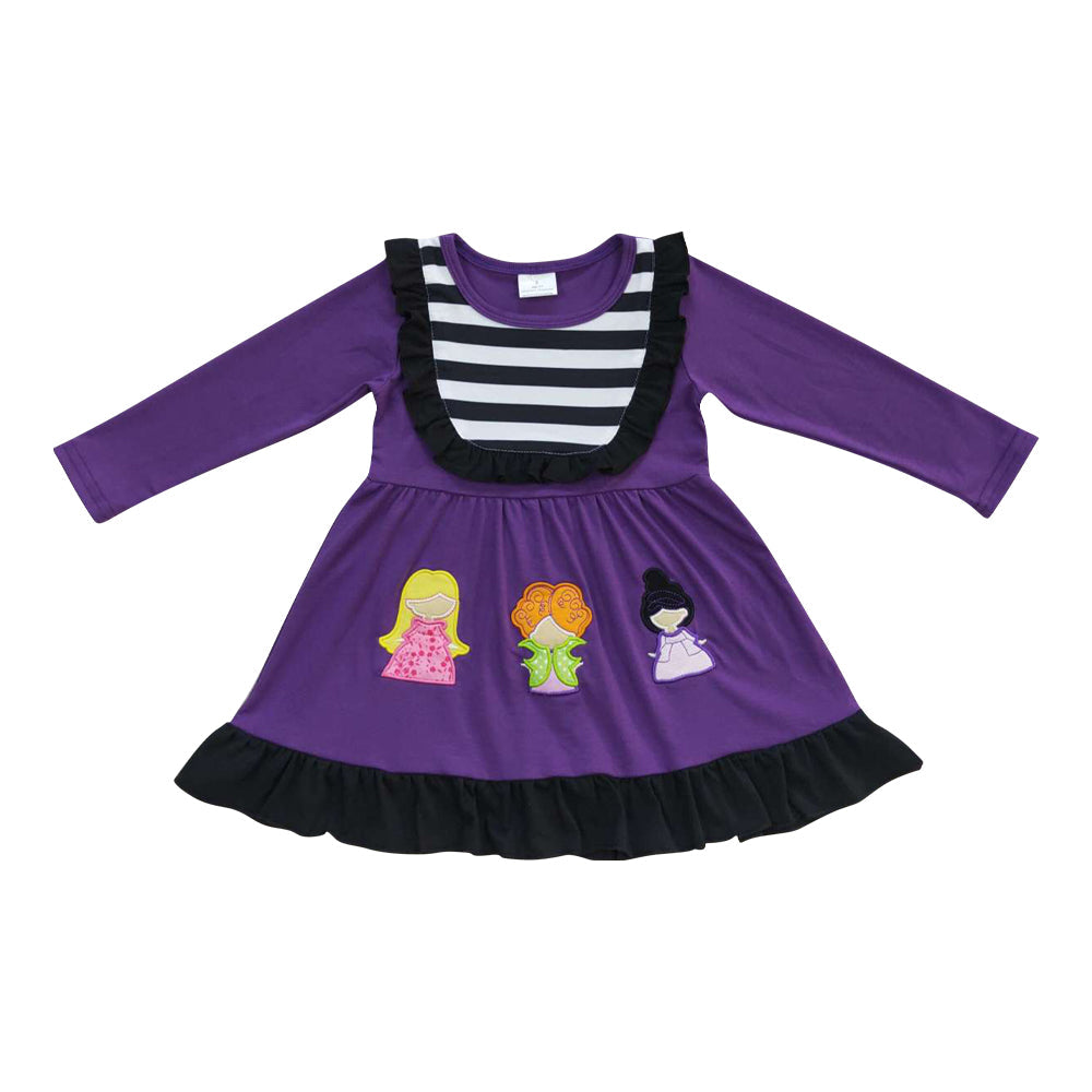 GLD0365 Baby Girls Halloween Embroidery Witch Dress