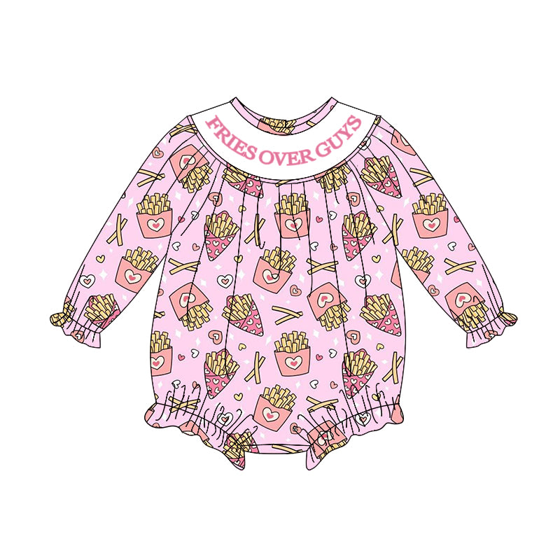 LR2768 Baby Girls Fries Over Guys Long Sleeve Bubble Romper Preorder