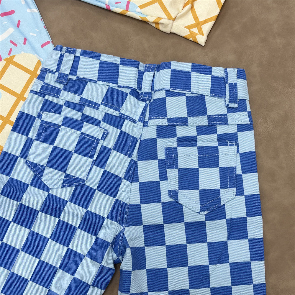 Kids Boys Blue Ice Cream Hoodie Top Pants Outfit