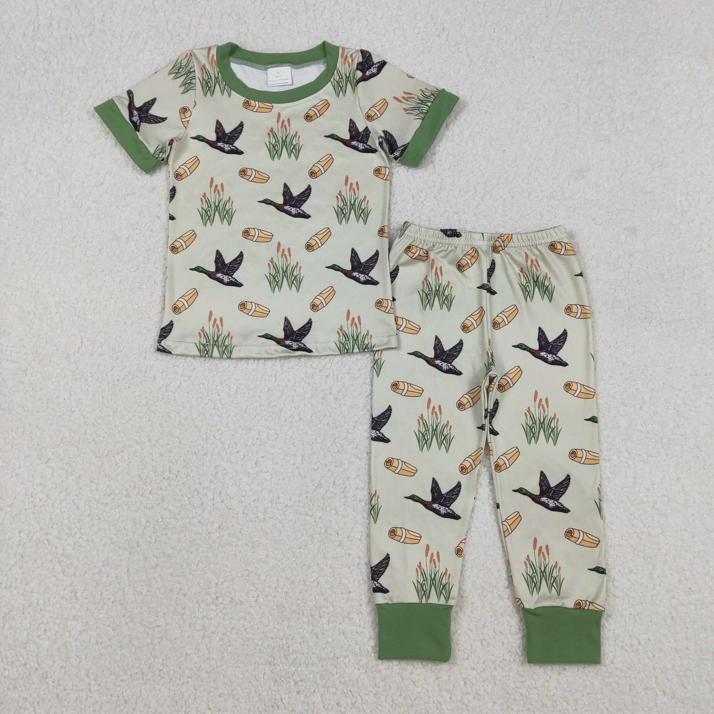 BSPO0635 Baby Boys Hunting Duck Short Sleeve Top With Pants Set