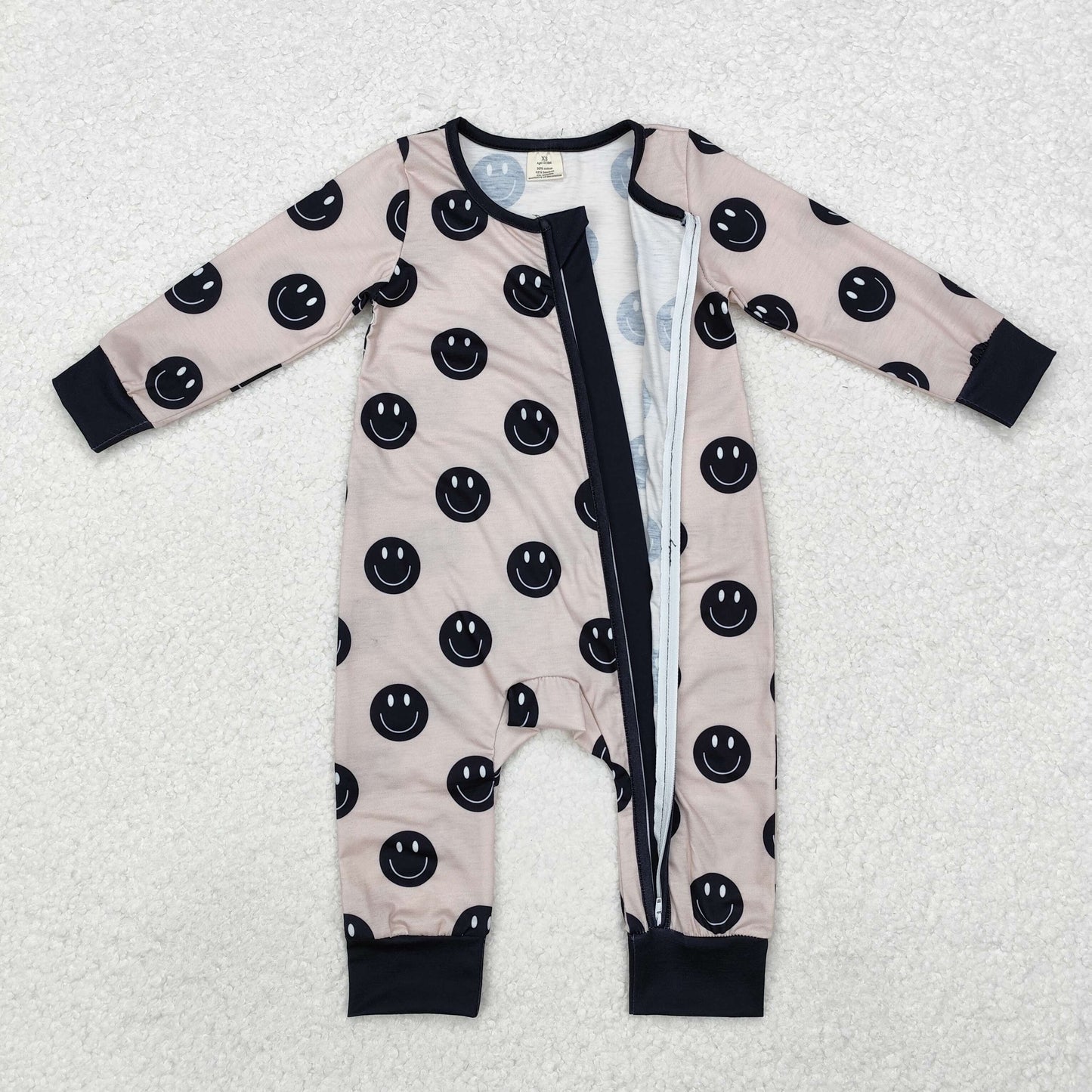 Baby Boys Happy Face Long Sleeve Zipper Romper