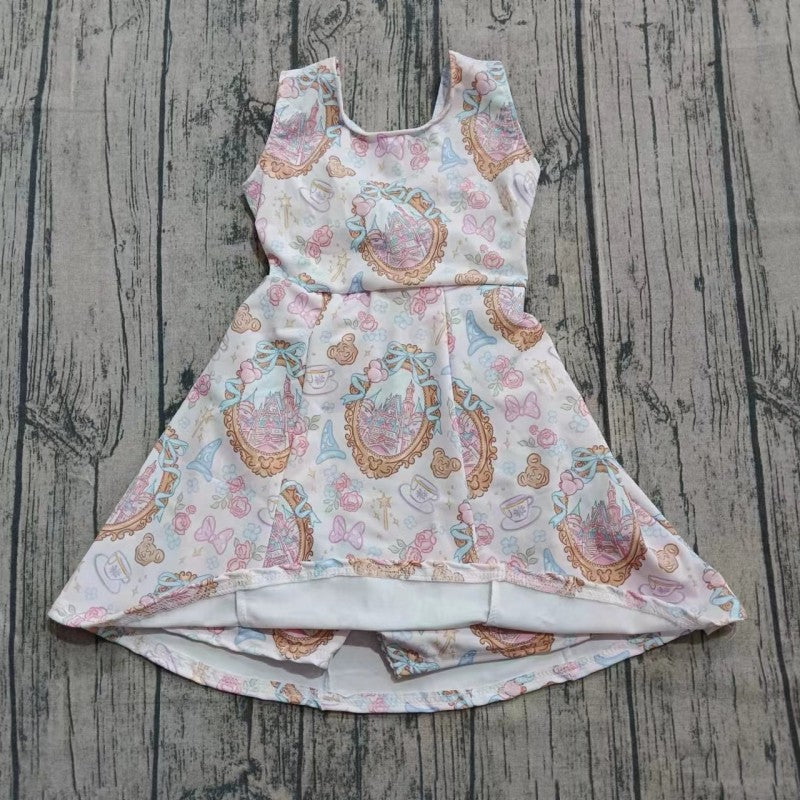 Preorder 5 MOQ,Kids Girls Cartoon Castle Active Dress