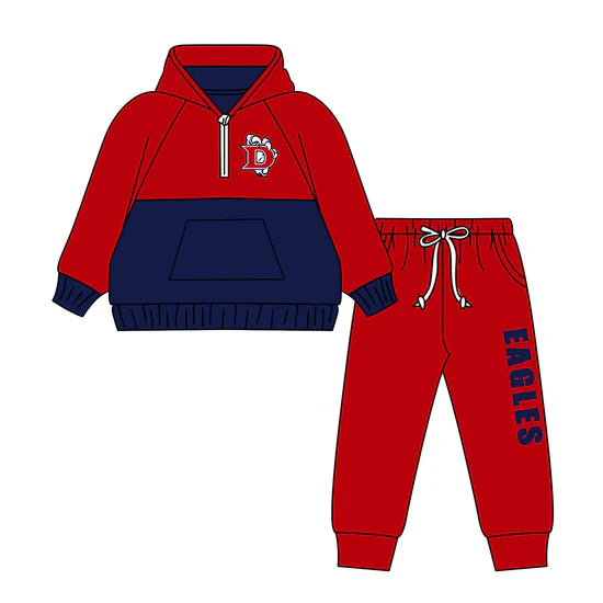 Preorder 5 MOQ Kids Sport Football Team Eagles Bow Matching Clothing