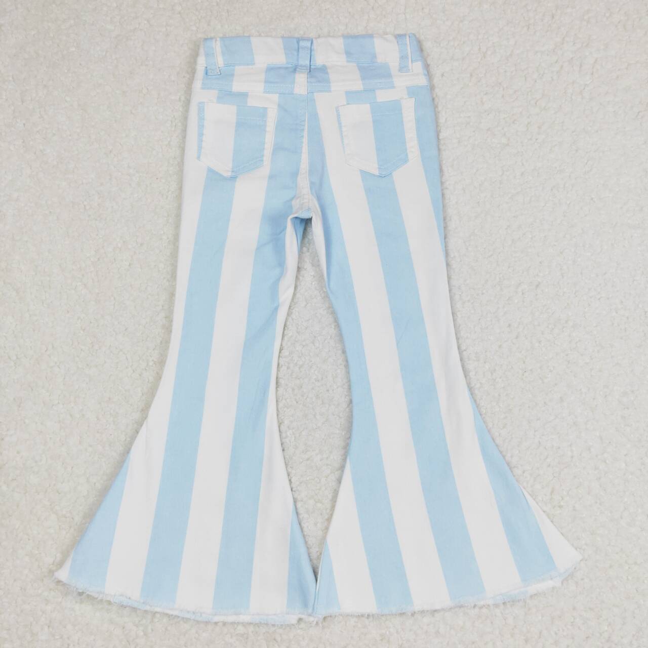 Baby Girls Blue White Striped Denim Bell Bottom Pants