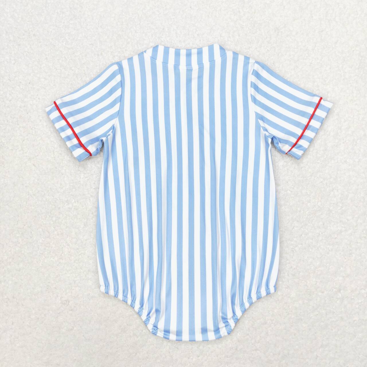 Baby Boys Embroidery Baseball Blue Stripe Romper