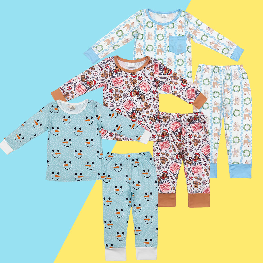 Sibling Baby Boys Christmas Gingerbread Long Sleeve Pajama Set