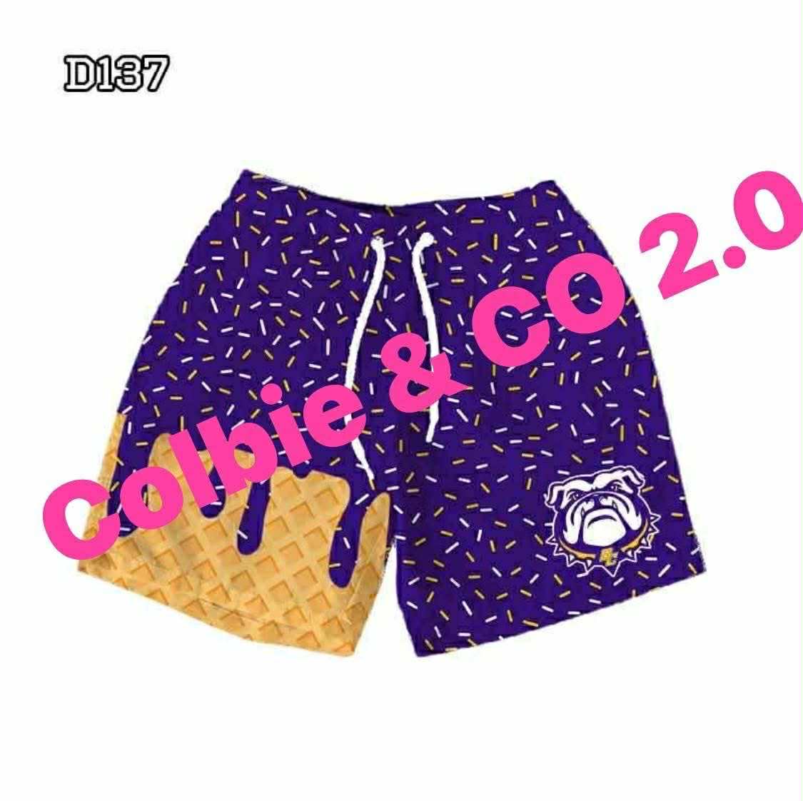 Preorder 5 MOQ Baby Boys Ice Cream Purple Color Dog Shorts Sport Team