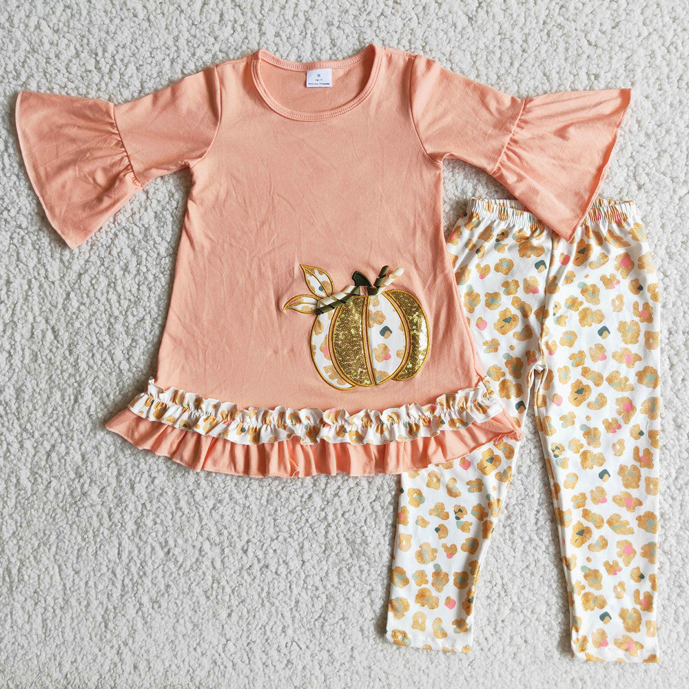 Baby Girls Fall Sequin Pumpkin Outfit
