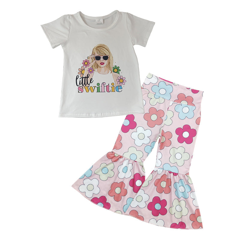 Little Swiftie Singer Fans Flower Bell Bottom Pants Outfit Pre order
