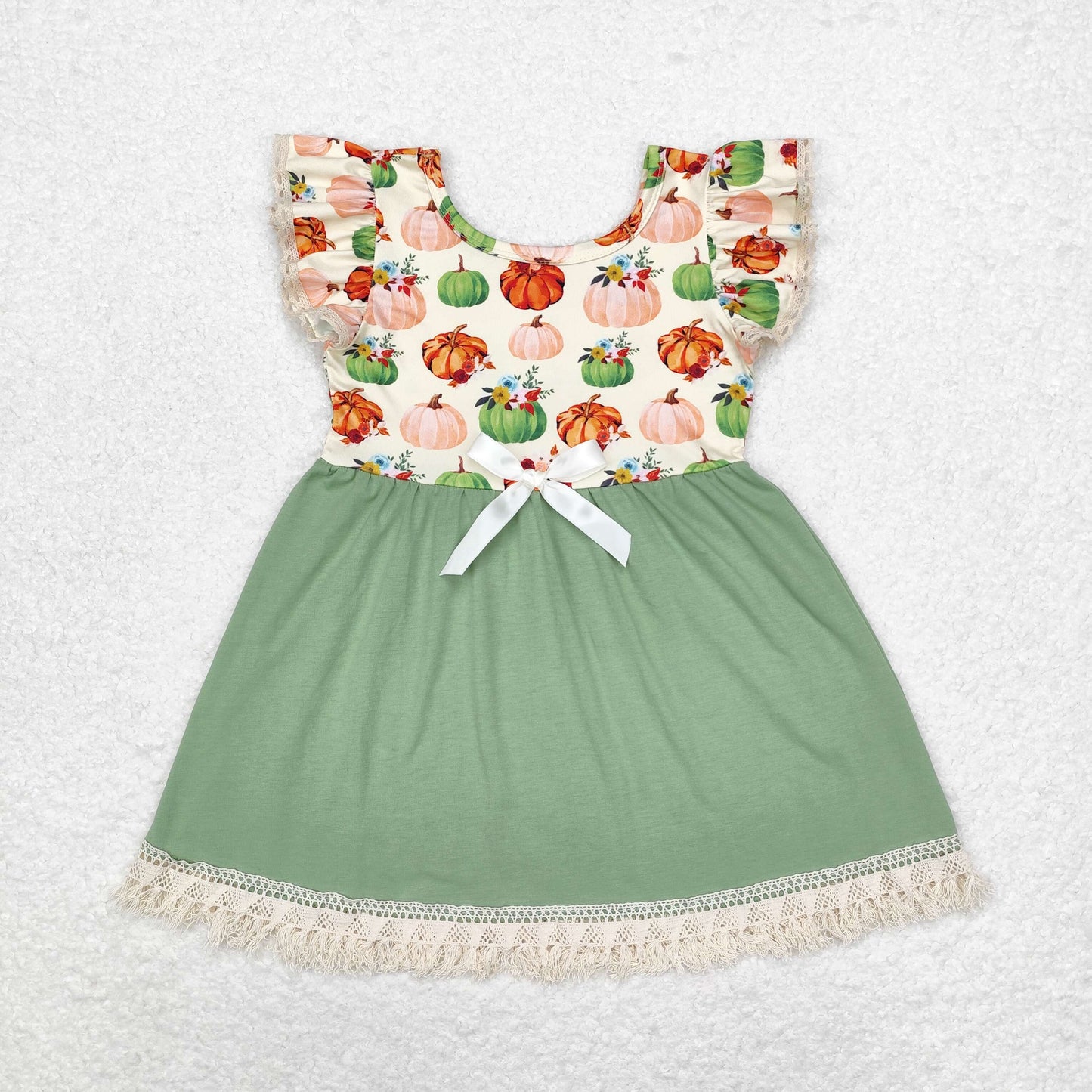 Baby Girls Fall Pumpkin Flutter Sleeve Dress