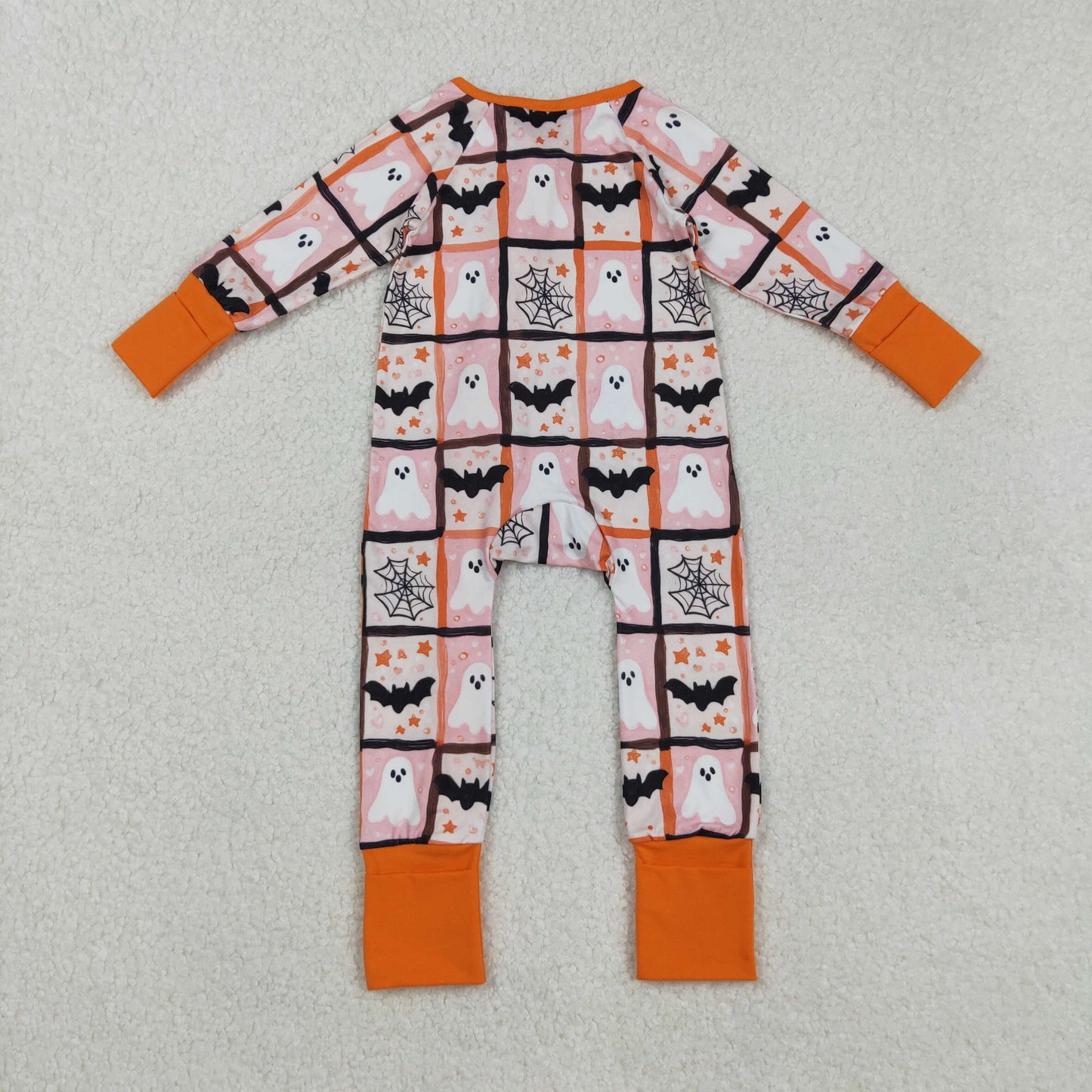LR2539 Baby Boys Halloween Bat Long Sleeve Zippy Romper
