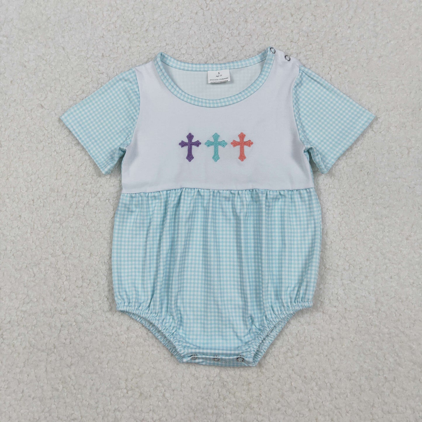 SIbling Girls Easter Embroidery Cross Clothes With Bow