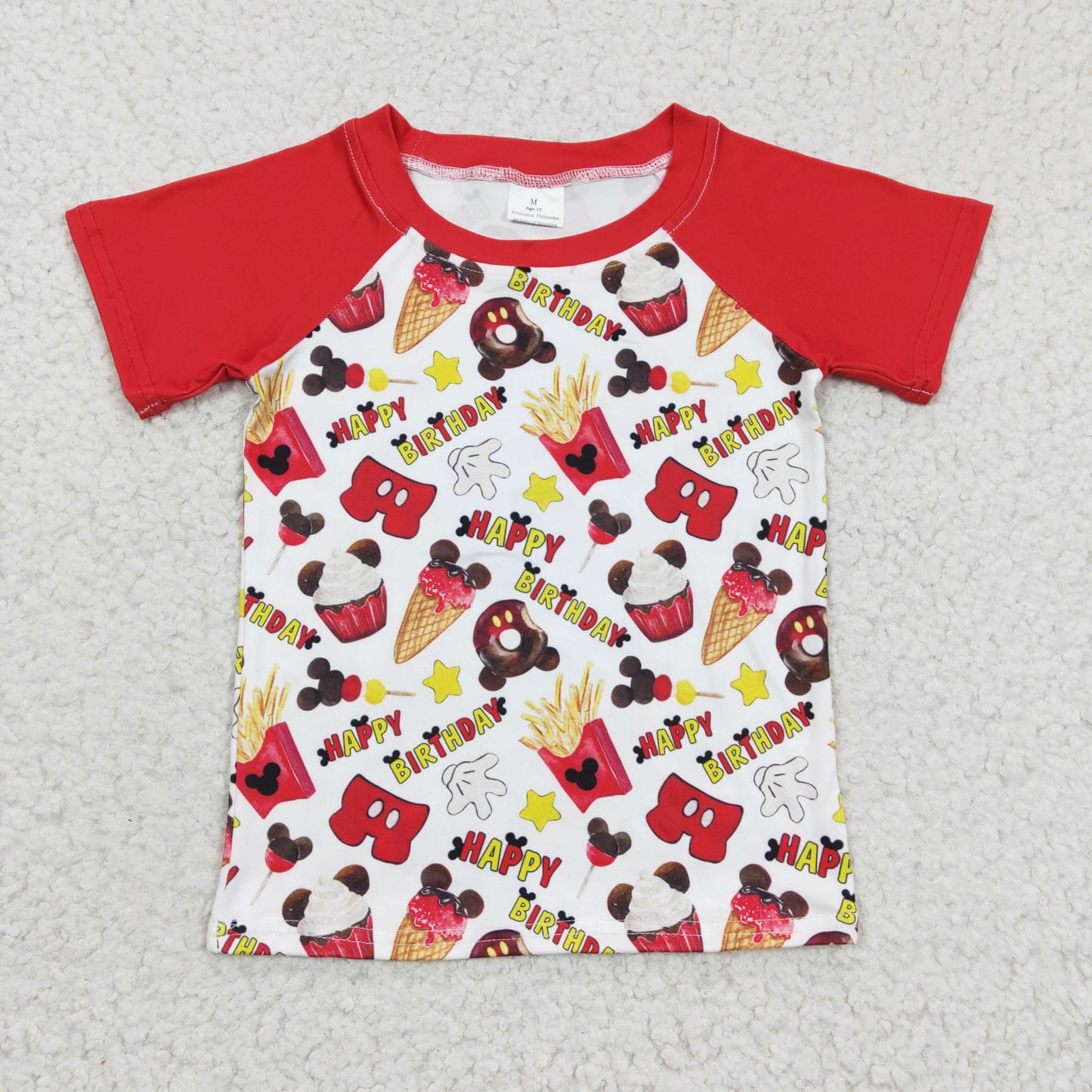 BT0138 Baby Boys Happy Birthday Short Sleeve T-shirt
