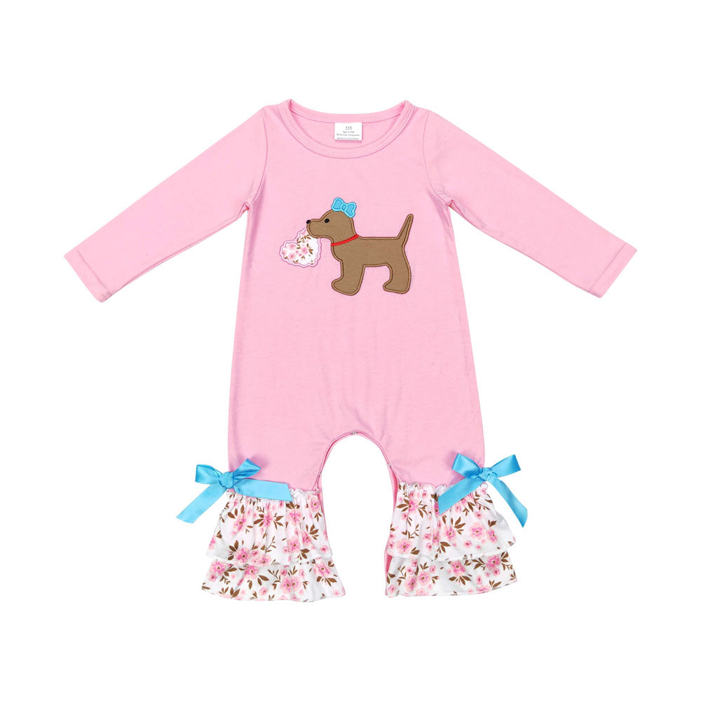 Sibling Baby Girls Valentine's Day Cute Puppy Heart Pants Set/Romper