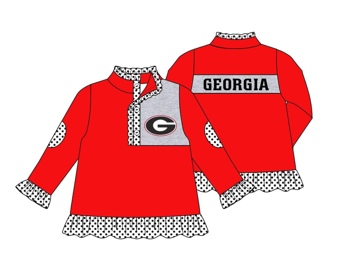 5 MOQ Kids Girls G Football Team Red Pullover Top