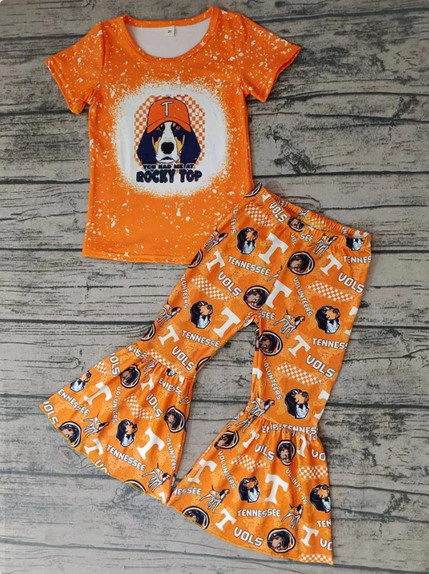 Baby Girls Football Team Tennessee Bell Bottom Pants Set ,Dealine Time : 30 th April
