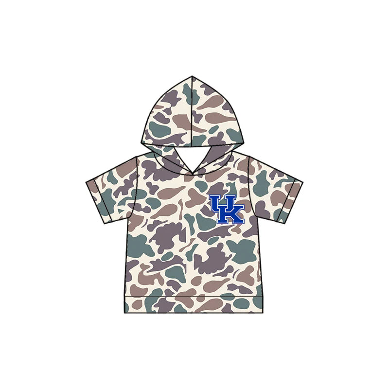 Preorder 5 MOQ Baby Boys Grey Camouflage UK Team Sports Short Sleeve Hoodie Top