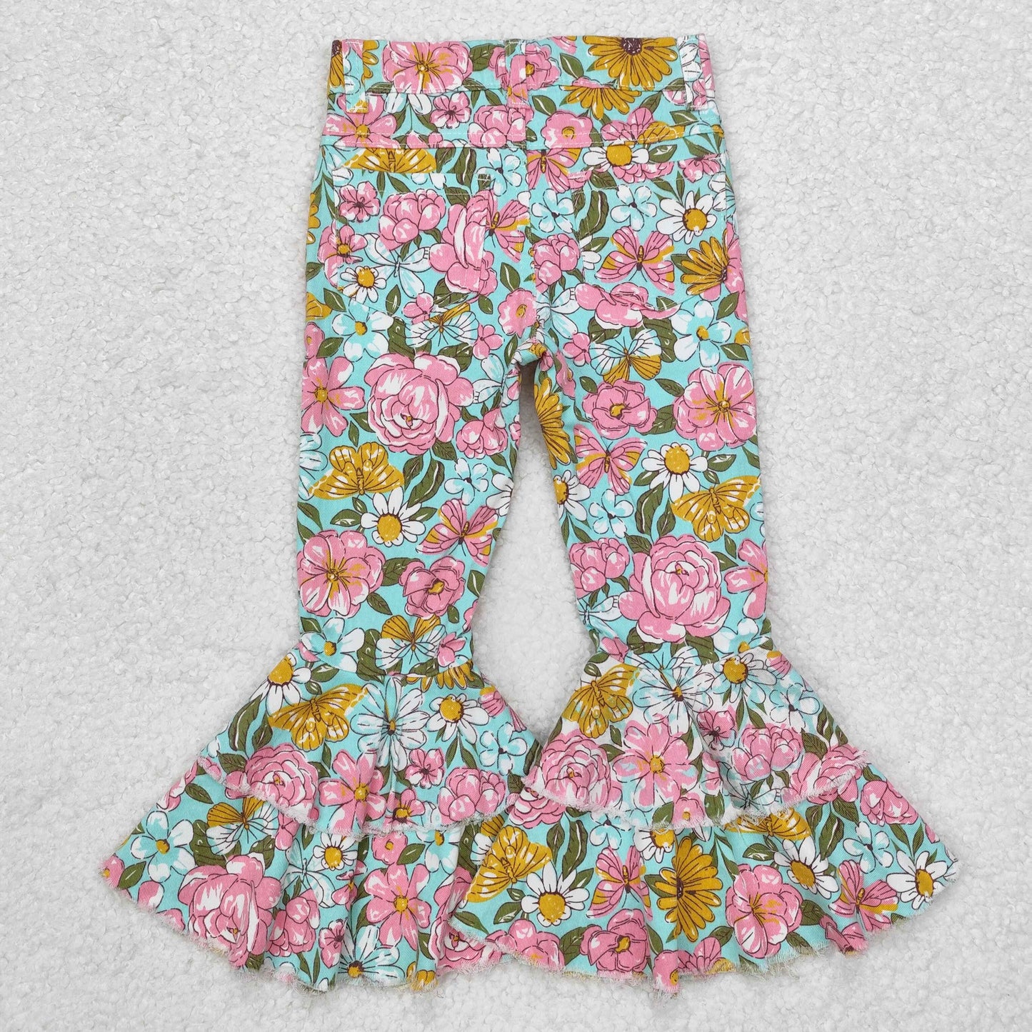 Baby Girls Pink Floral Bell Bottom Pants