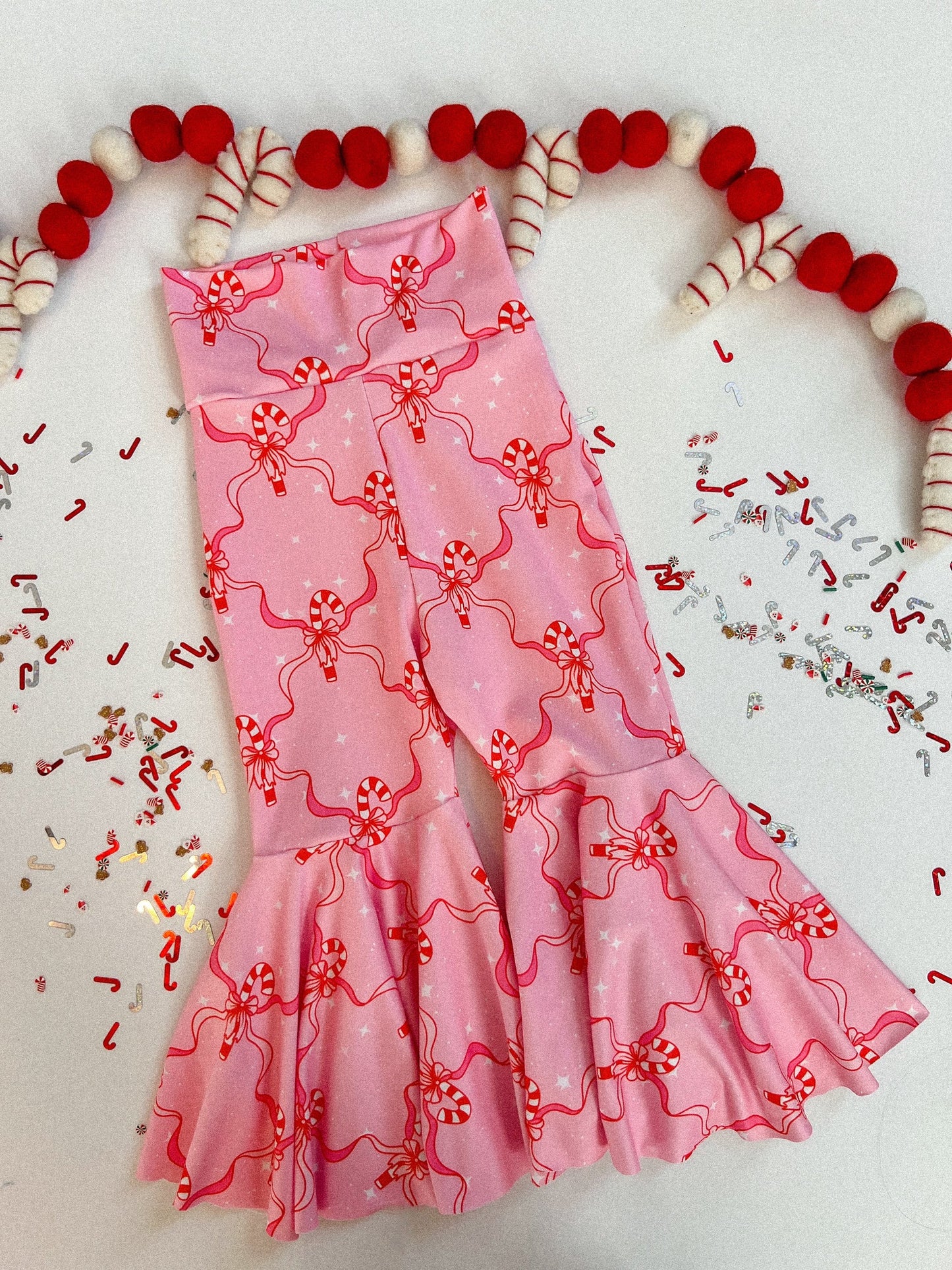 Baby Girls Christmas Candy Cane Bell Botton Pants 5 MOQ Preorder