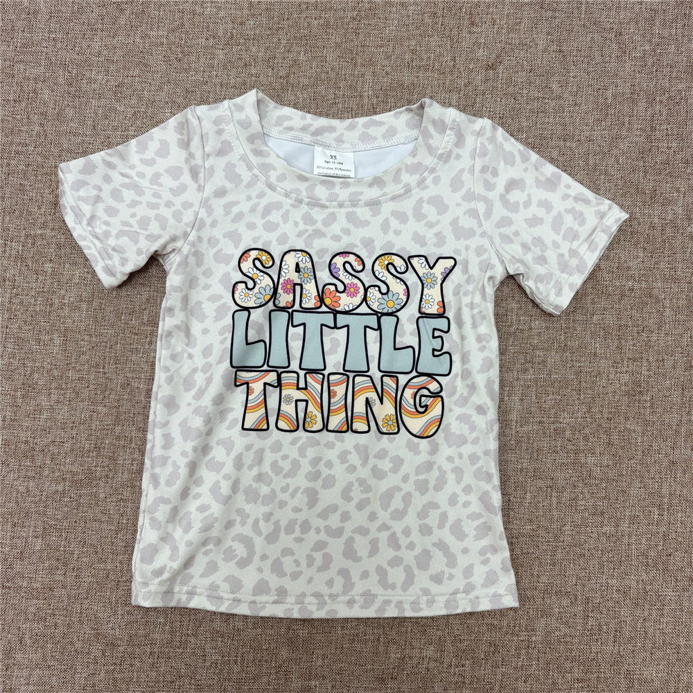 Baby Girls Short Sleeve Top Leopard Ruffle Shorts Set