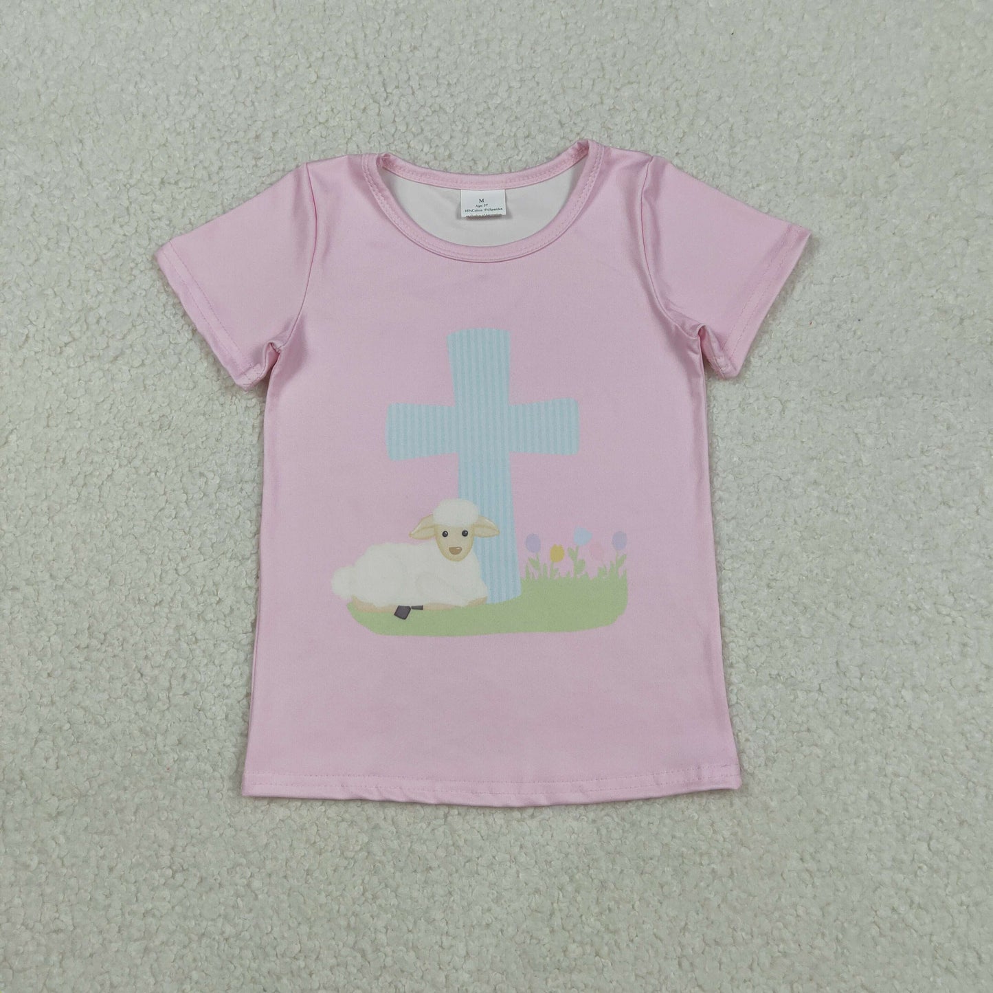 Baby Girls Easter Seep Pink Short Sleeve T-shirt Top