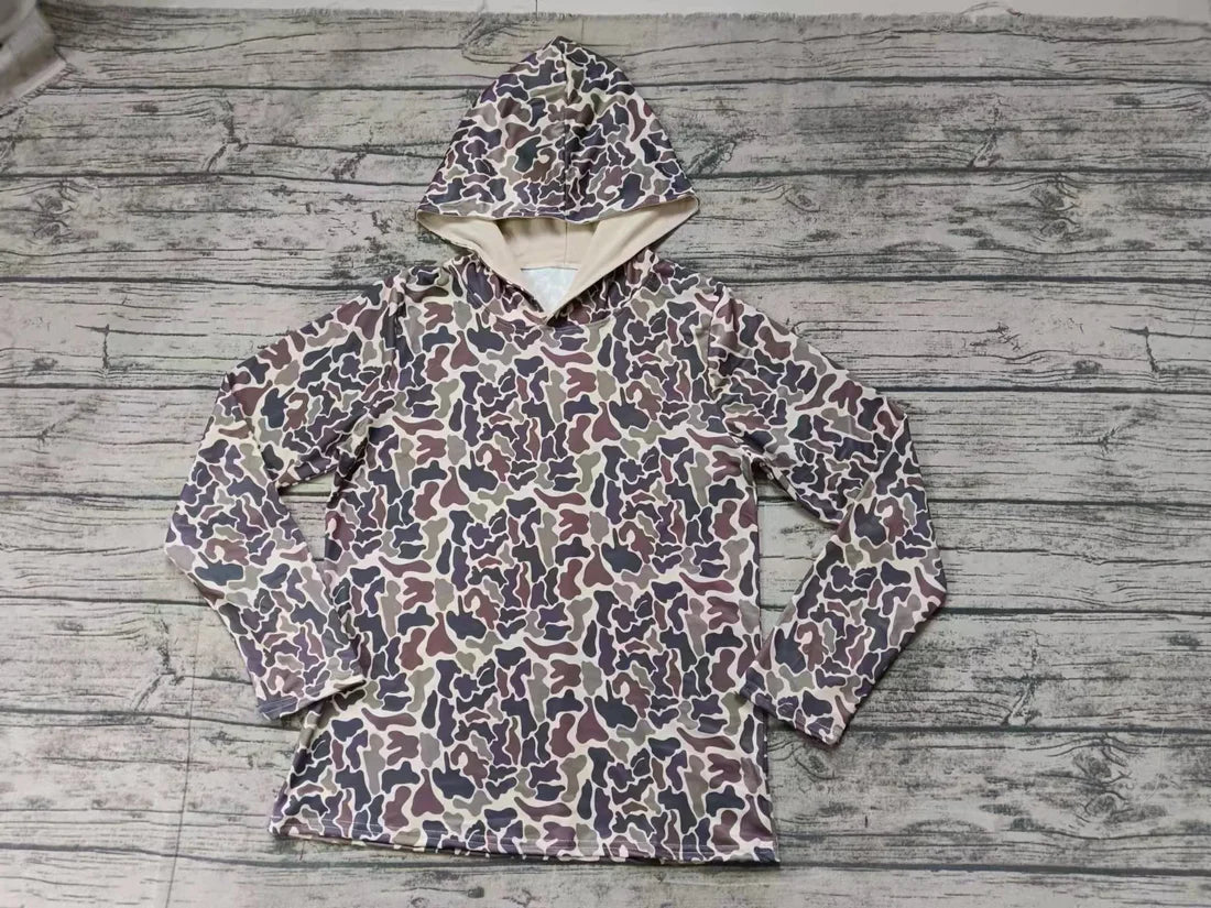 Preorder 5 MOQ Adult Women Long Sleeves Brown Camo Hoodies Top