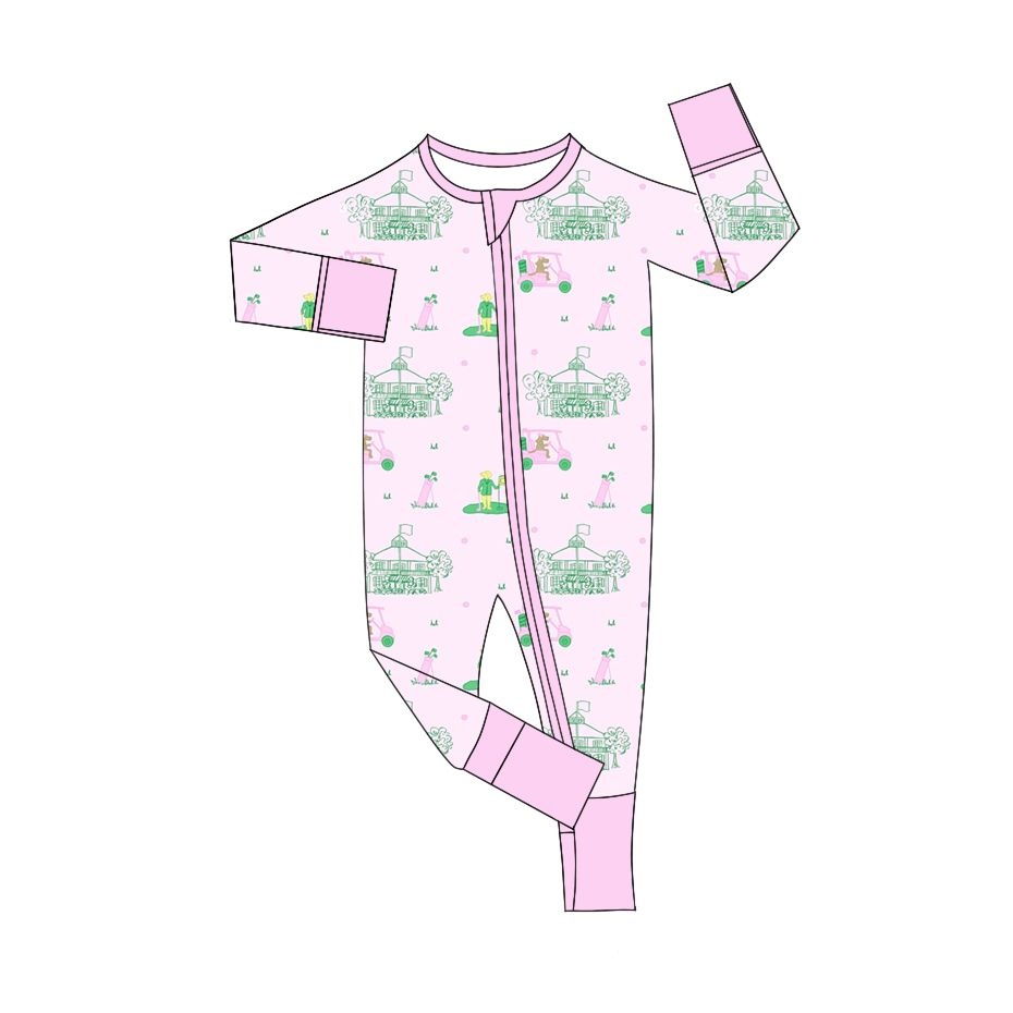 20 MOQ Preorder Baby Girls Golf Long Sleeve Bamboo Romper