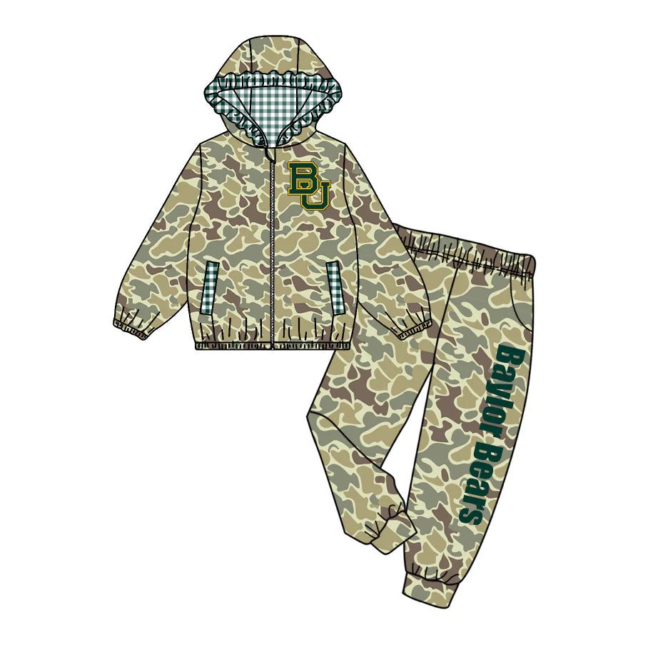Preorder , 5 MOQ Baby Girls Sport Team BU camo Jogger Set