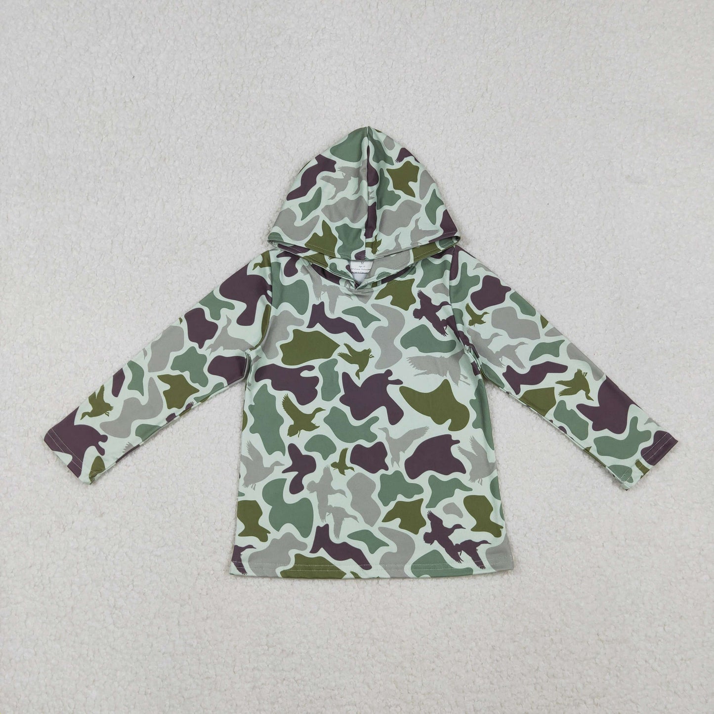 BT1374 Kids Boys Green Camo Long Sleeve Hoodie Top