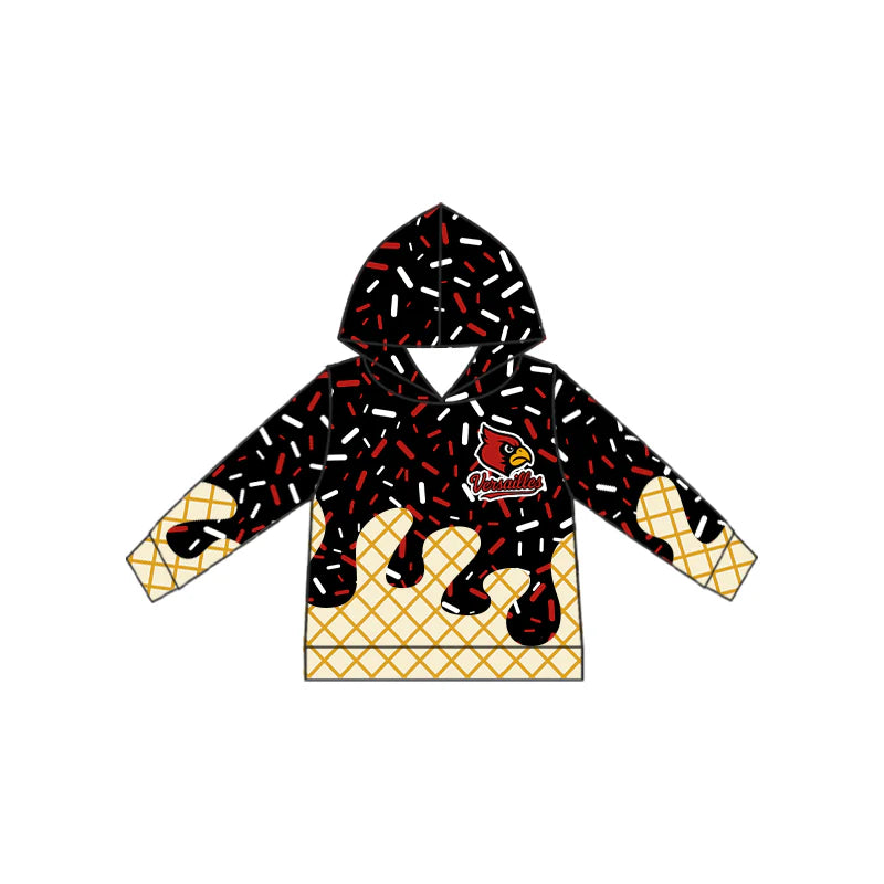 Preorder 5 MOQ Baby Girls Team Black Versailles Hooded Pullovers Tops