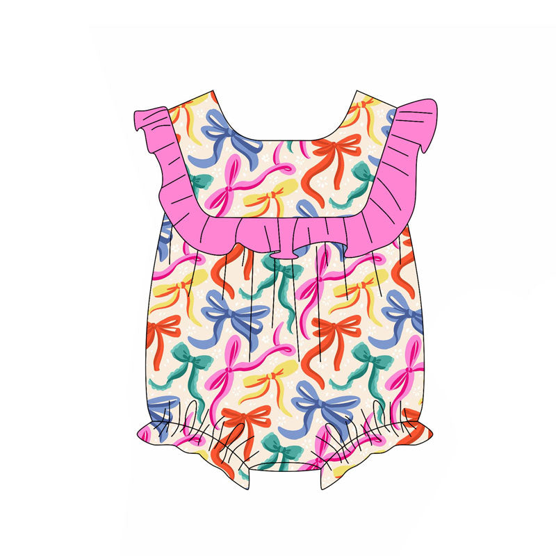 Preorder , 5 MOQ Baby Girls Colorful Bow Romper Preorder