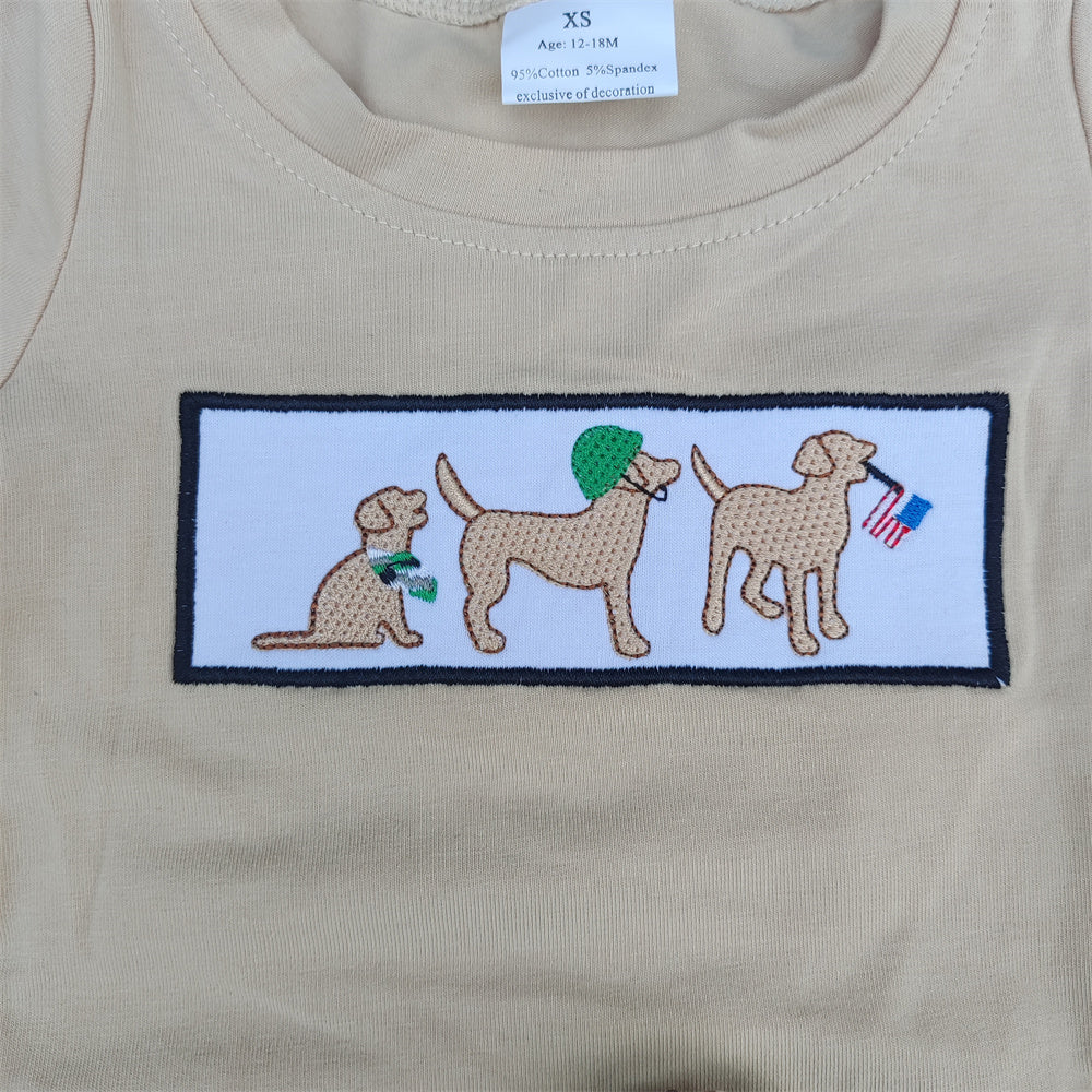 Summer Baby Boys Embroidery Dog Top Camo Shorts Set