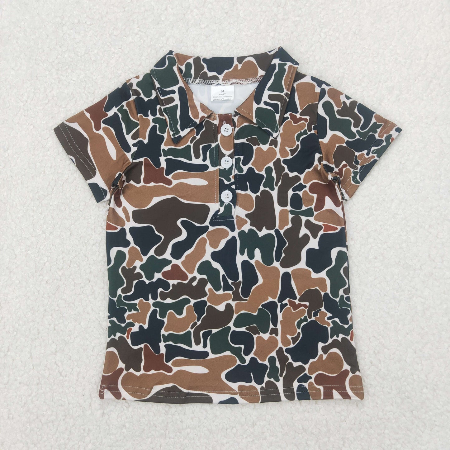 Baby Boys Brown Camo Short Sleeve Polo Shirt Top