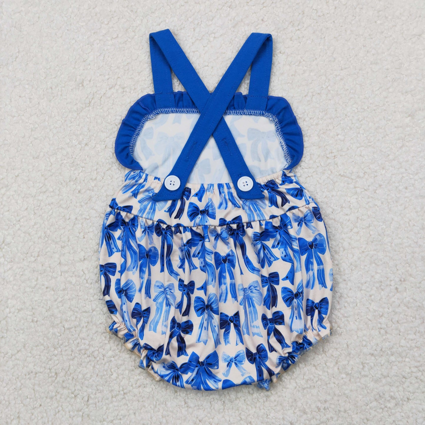 Baby Girls Blue Bow Bubble Romper