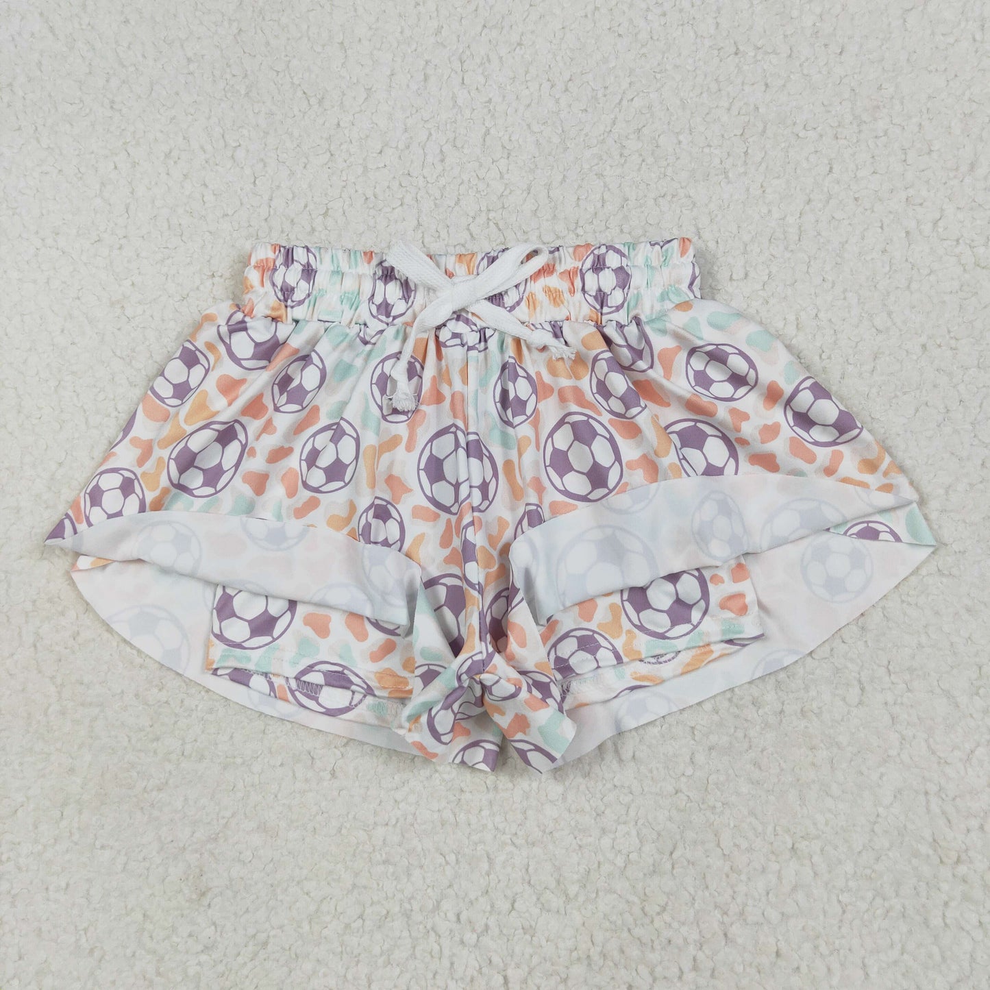SS0582 Baby Girls Soccer Print Run Shorts