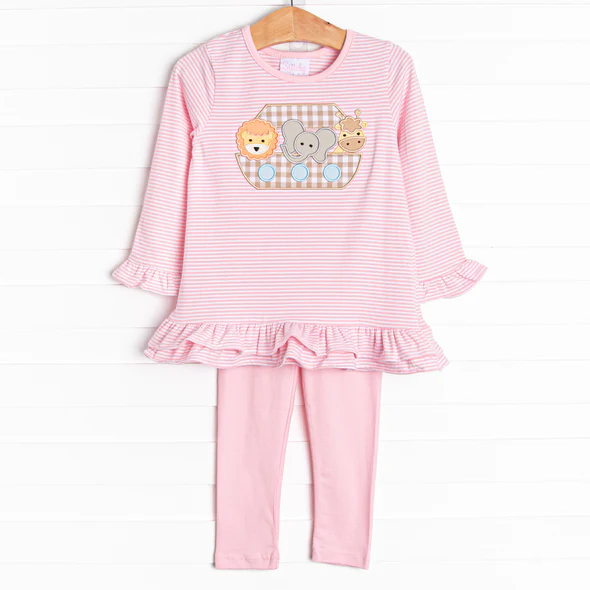 Baby Girls Long Sleeves Elephant Lion Tunic Legging Pants Set Preorder 5 MOQ