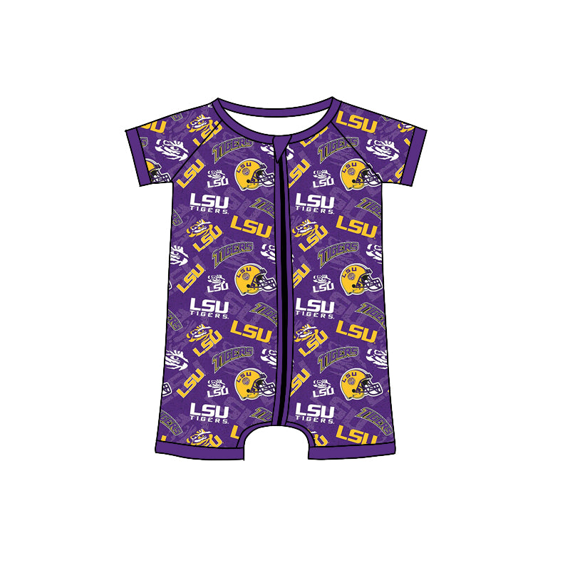 Baby Boys Sport Team LSU Short Sleeve Romper Preorder 3 MOQ