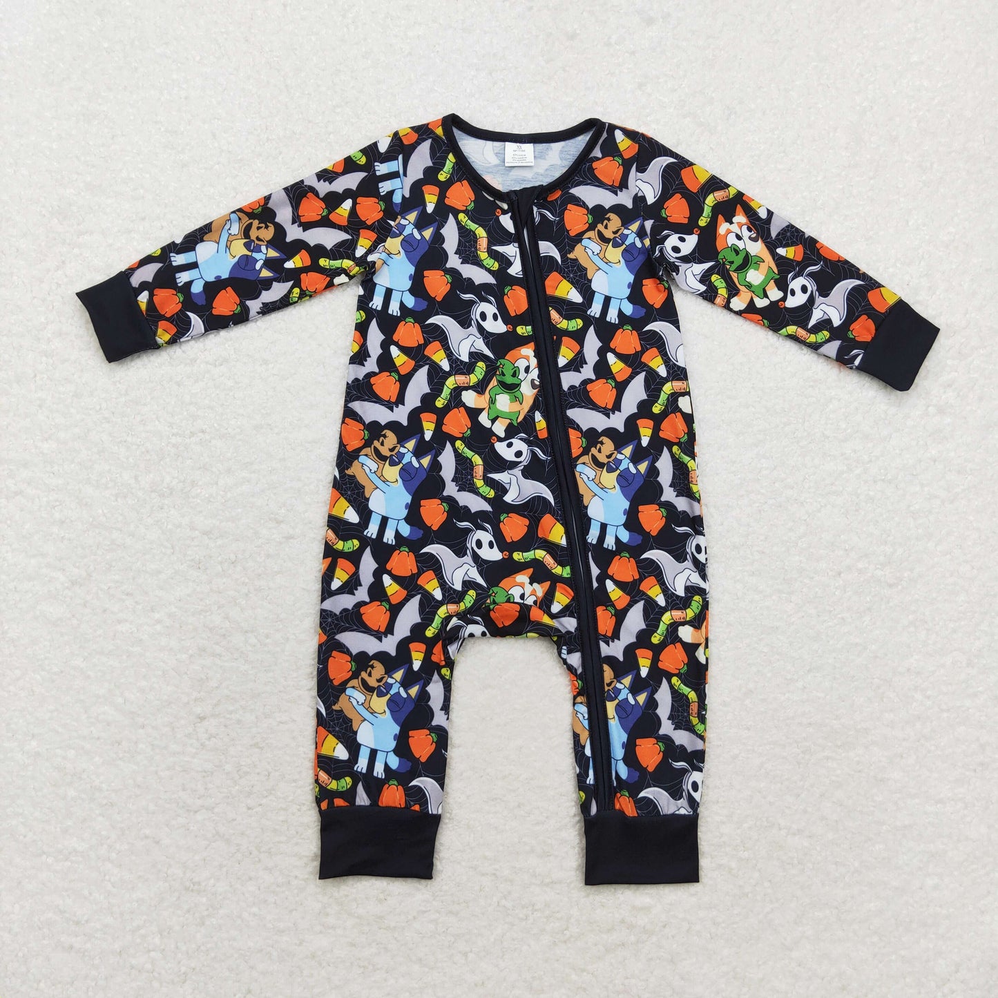 Baby Boys Halloween Cancy Corn Cartoon Bamboo Zip Romper