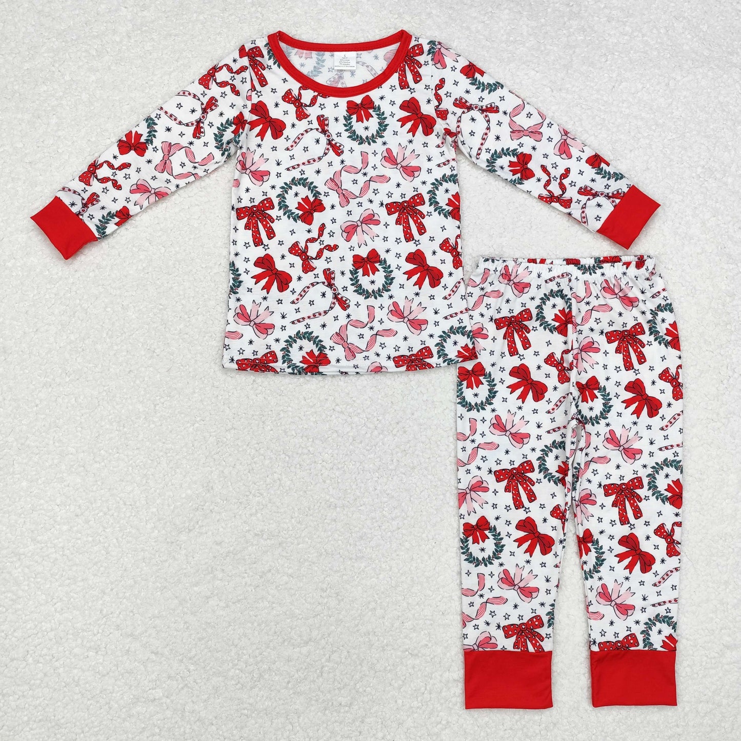 Baby Girls Christmas Holly Bow Bamboo Pajama Set
