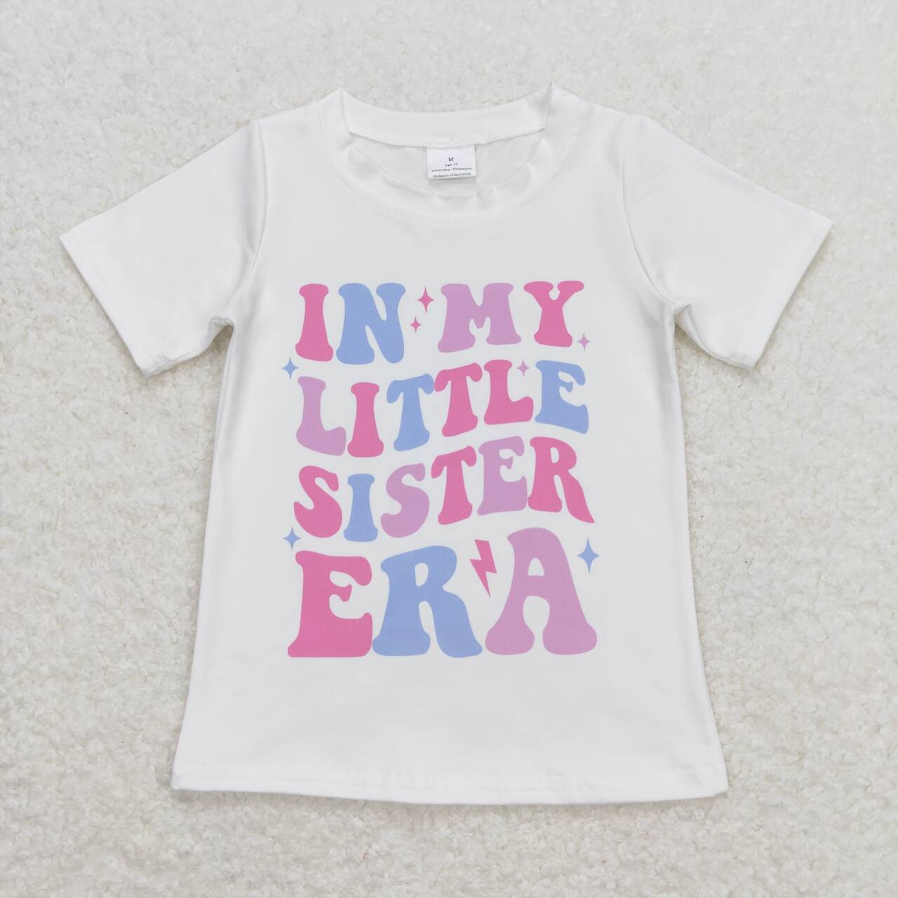 Sibling Baby Girls White Short Sleeves Big Little Sister Shirts Top