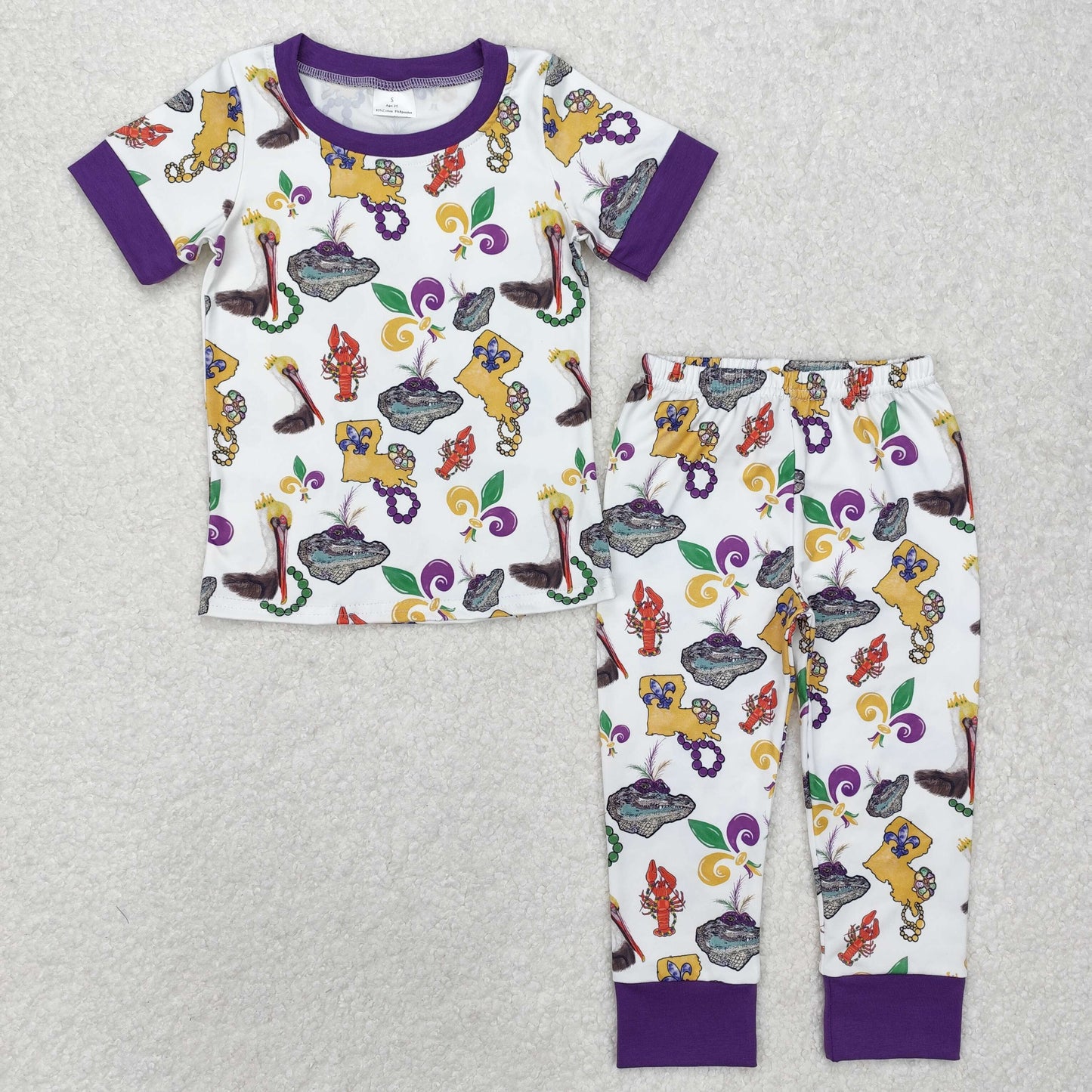 Baby Boys Mardi Gras Mosks Anchor Top Pant Pamajas Set